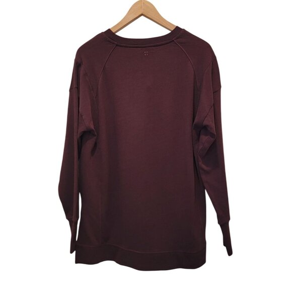 Sweaty Betty AFTER CLASS Black-Cherry Purple Longline Sweatshirt Women's Sz S - Picture 2 of 10